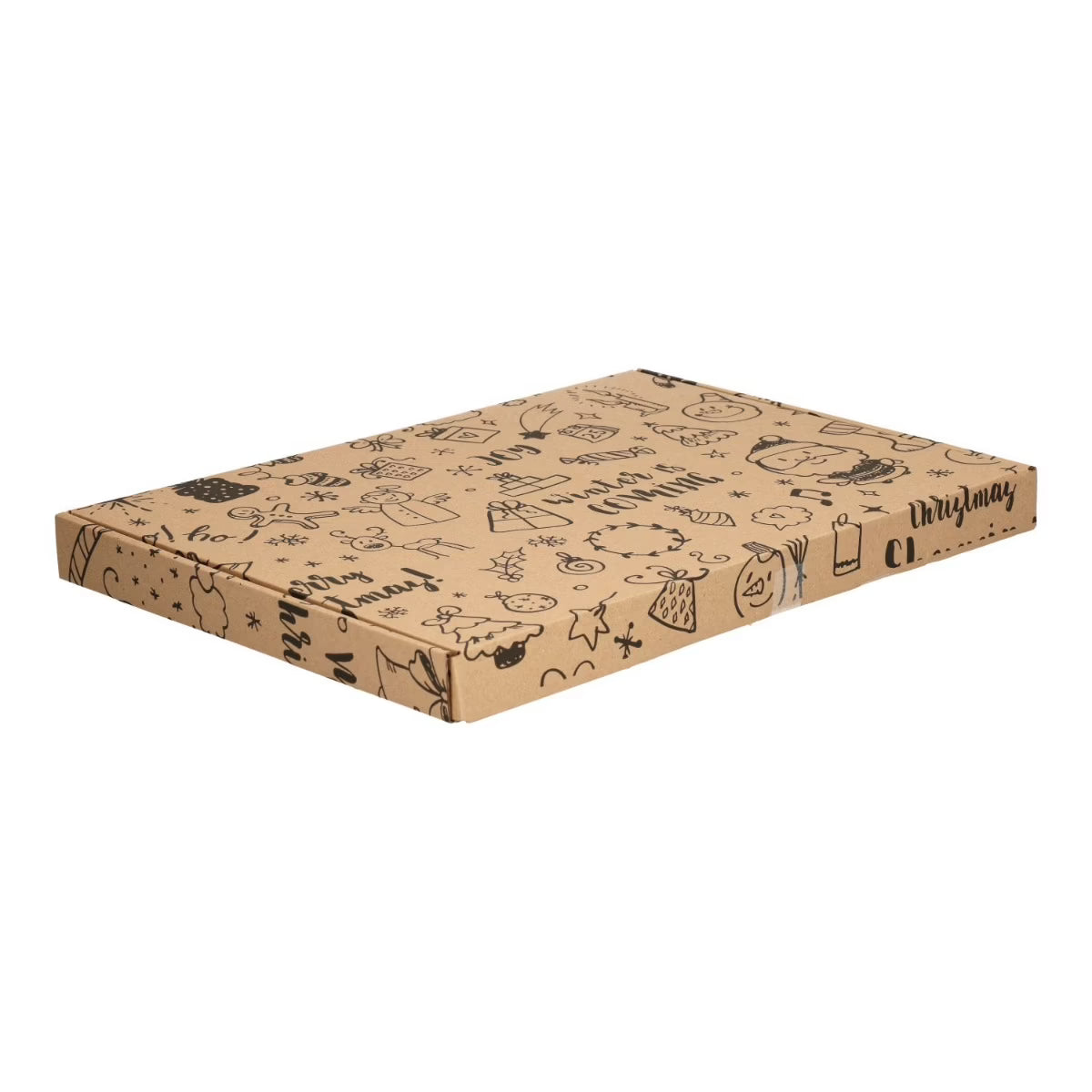 100x Brievenbusdoos A5 bruin met bovenklep, winter/kerst, 255x160x28 mm
