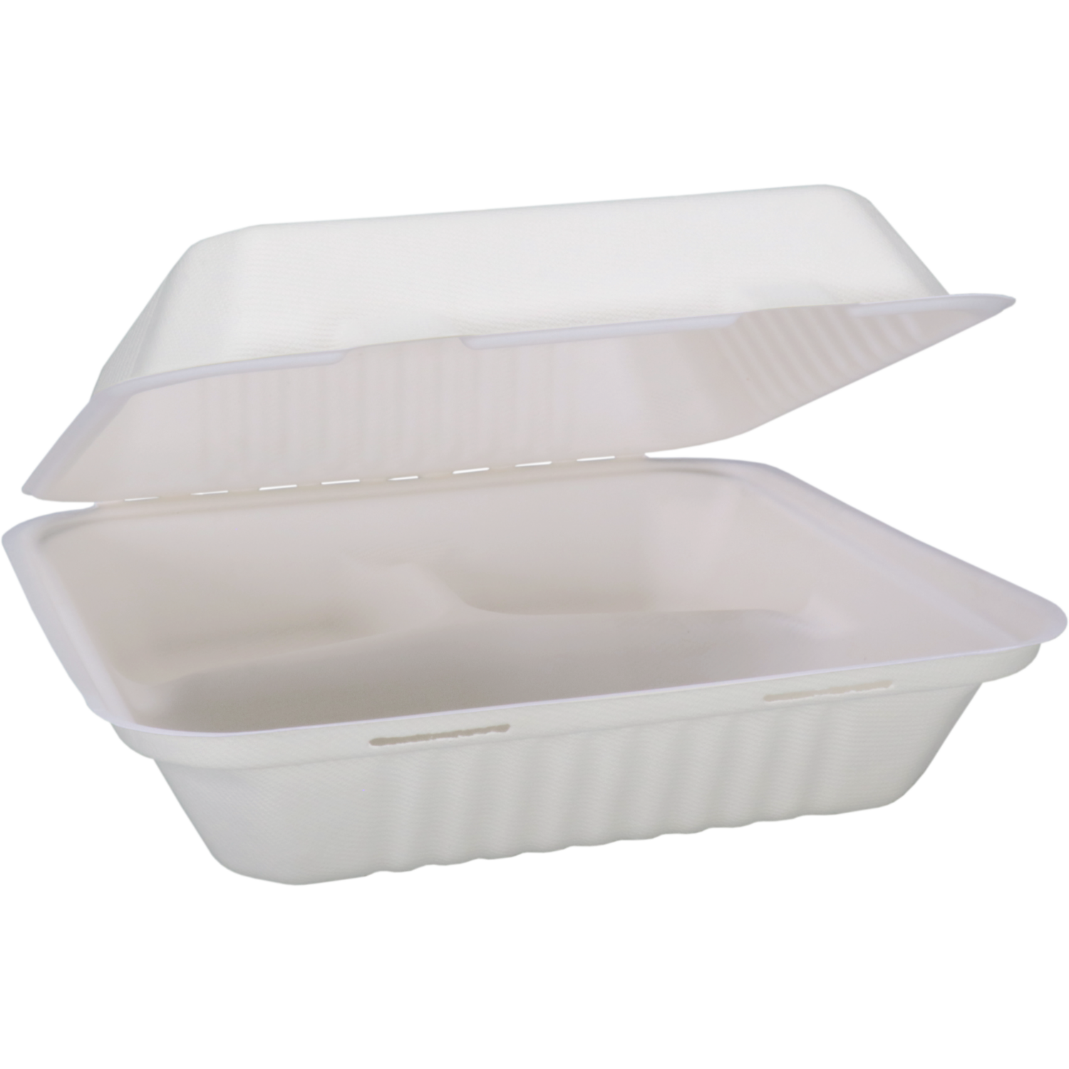 Menubox, maaltijdbox, 3-vaks, suikerriet, 23x23cm, 250 stuks