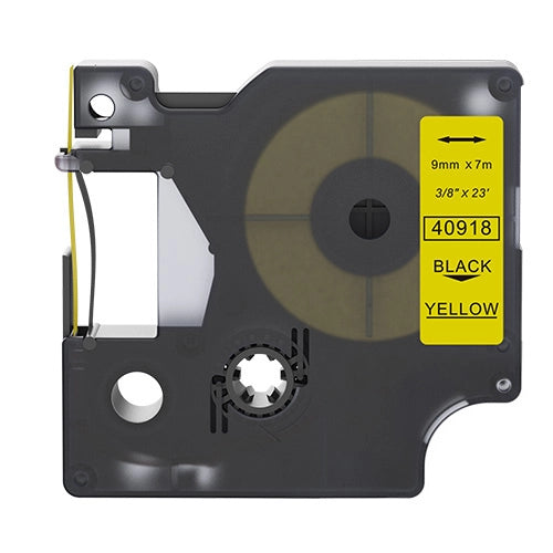 Dymo 40918 compatible lettertape zwart op geel 9mm