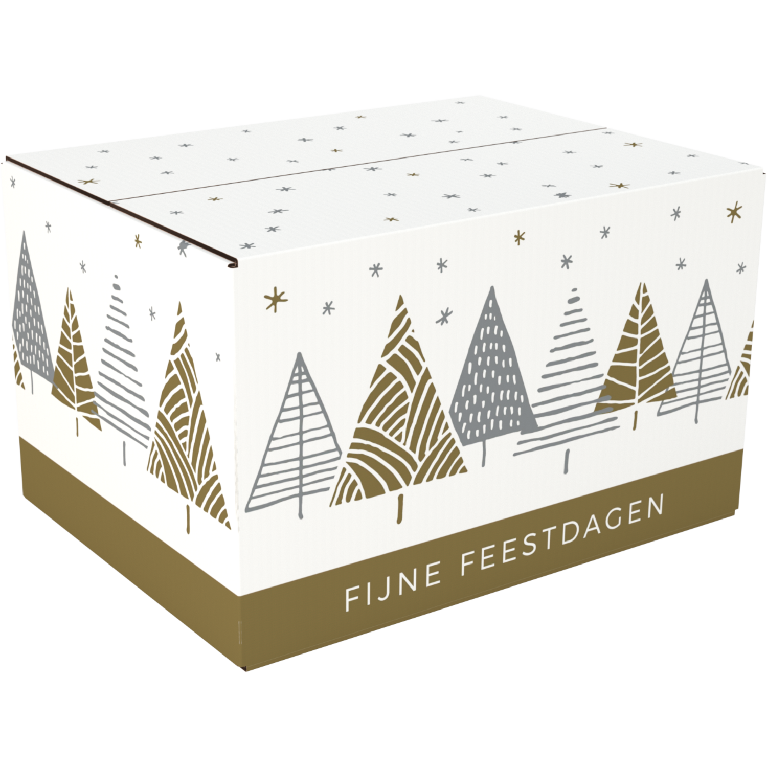 Kerstpakketdoos, Under The Stars, golfkarton, 55x39x30cm, Kerstmis, 10 stuks (E)