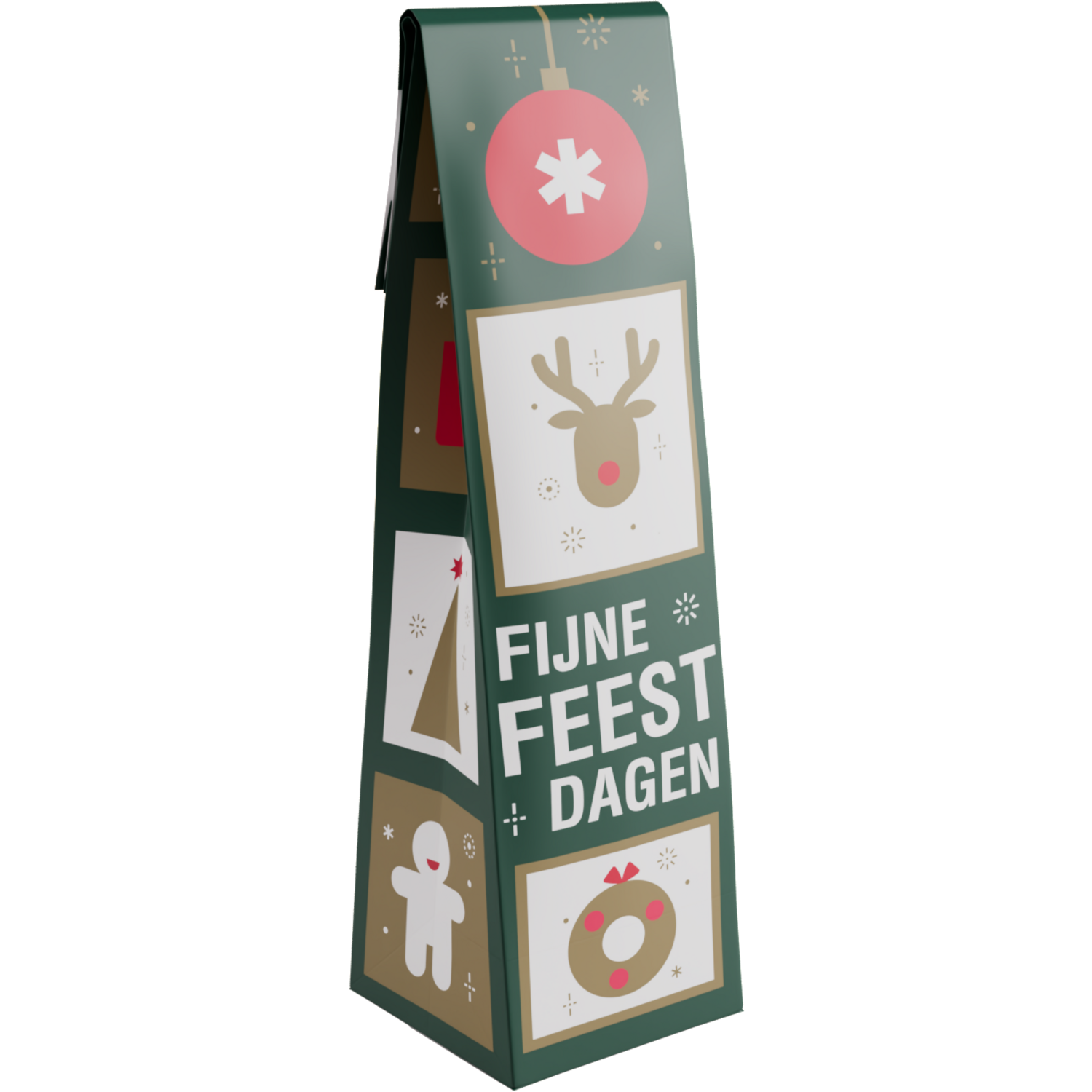 25x Fleszak, 1 fles, rood/groen 9.5x41x9.5cm, papier + PE,