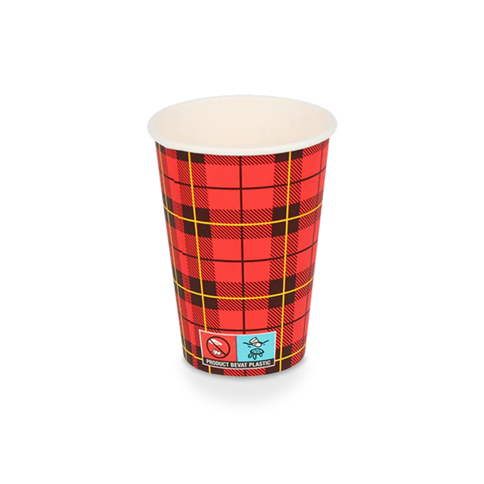 Kartonnen koffiebeker, Schotse ruit, Scotty, 180ml, wegwerp, 2500 stuks