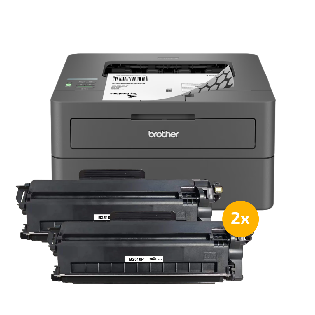 Brother HL-2400dwe A4 mono laserprinter zwart/wit (WiFi) - Voordeelset