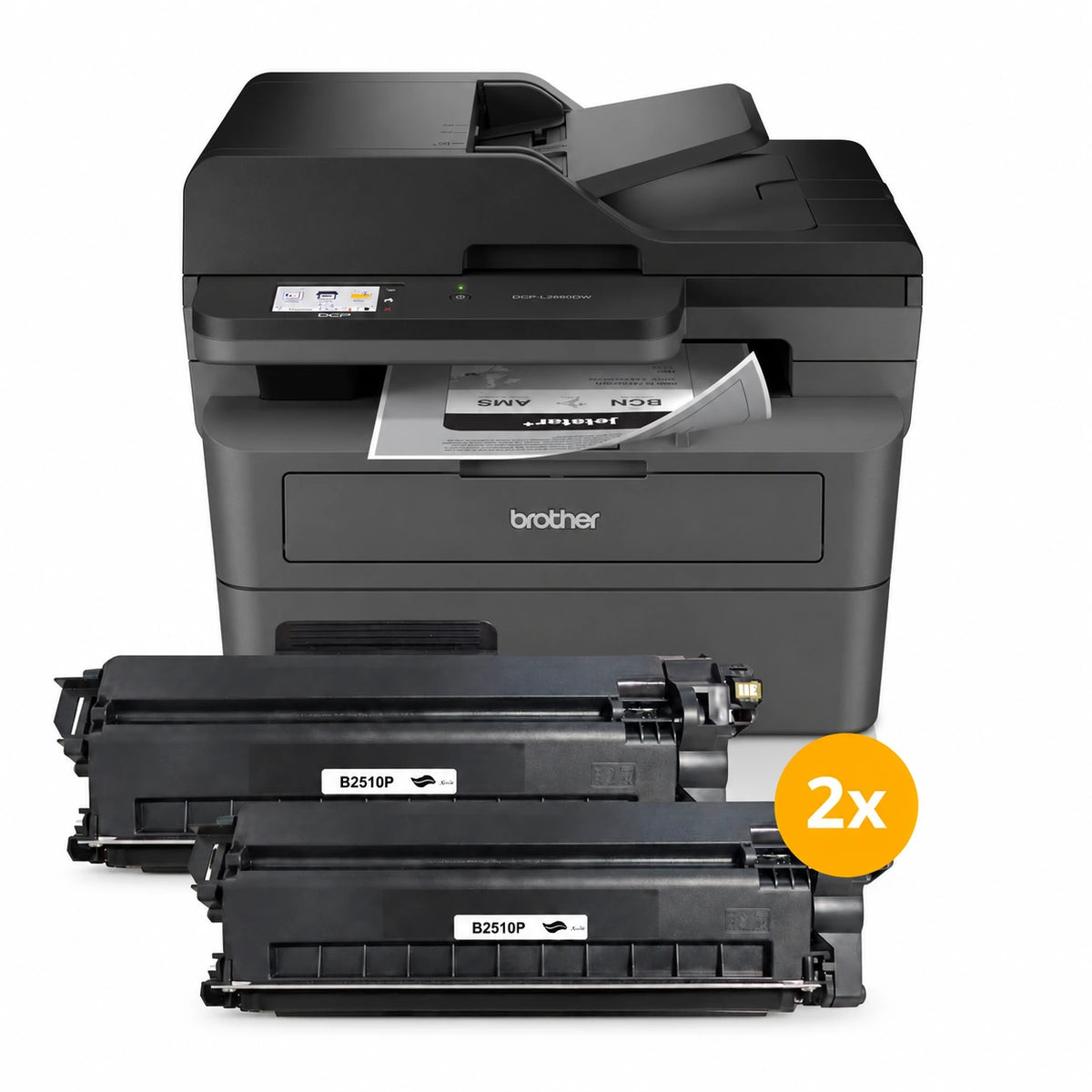 Brother DCP-L2660DW laserprinter voordeelset met 2 huismerk TN-2510 toners