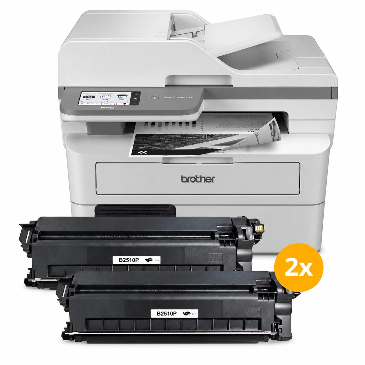 Brother MFC-L2960DW laserprinter voordeelset met 2 huismerk TN-2510 toners