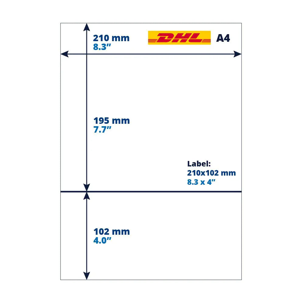 A4 pakbon met retouretiket DHL, 102mm x 210mm, 100 vellen