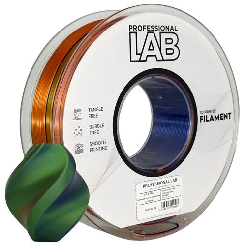 Silk PLA Tri color oranje blauw groen filament 1,75 mm 1 kg | Prof. Lab