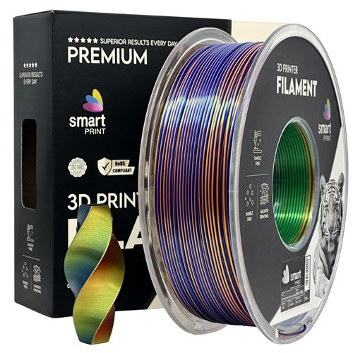Silk PLA Tri Color oranje blauw groen filament 1,75 mm 1 kg | Smart Print
