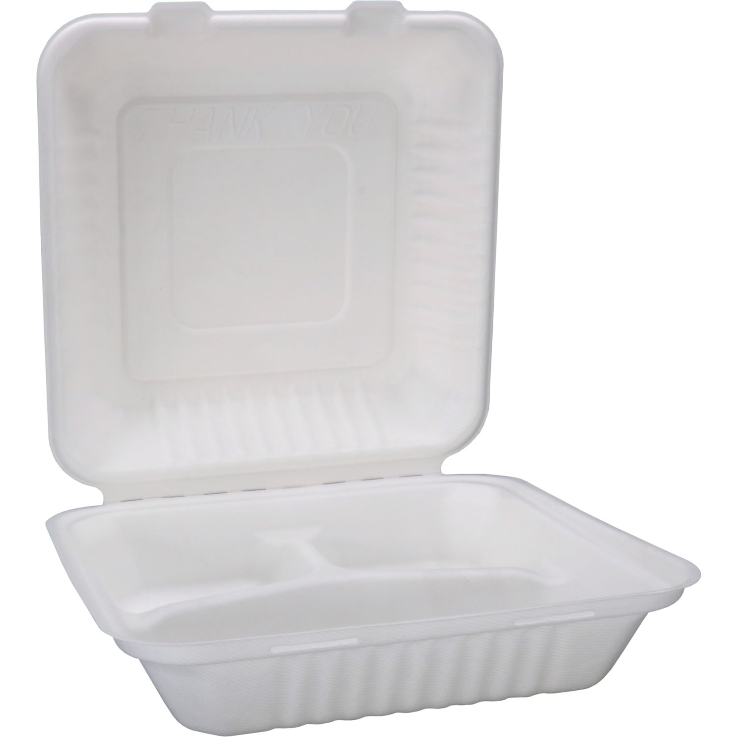 Menubox, maaltijdbox, 3-vaks, suikerriet, 23x23cm, 250 stuks