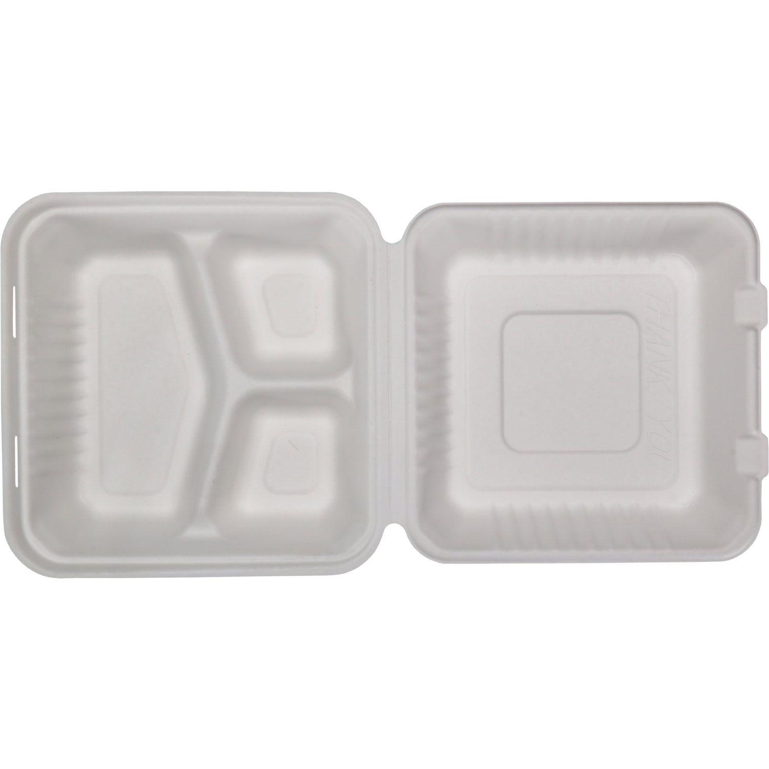 Menubox, maaltijdbox, 3-vaks, suikerriet, 23x23cm, 250 stuks
