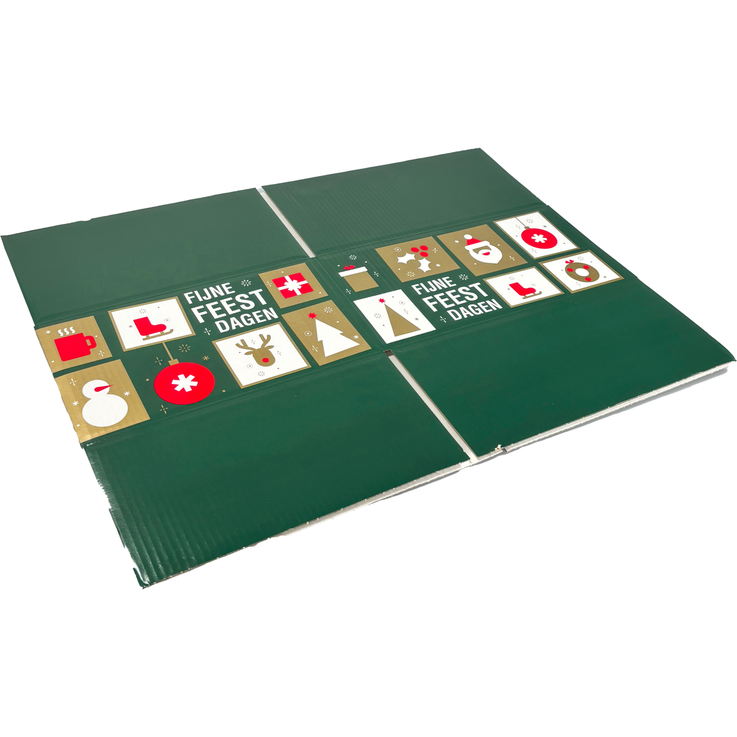 10x Kerstpakketdoos, groen/rood, golfkarton, 35x32.5x17cm (B)