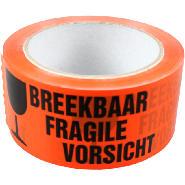 Markeringstape, waarschuwing, breekbaar, fragile, PP, 48mm, 66m, oranje