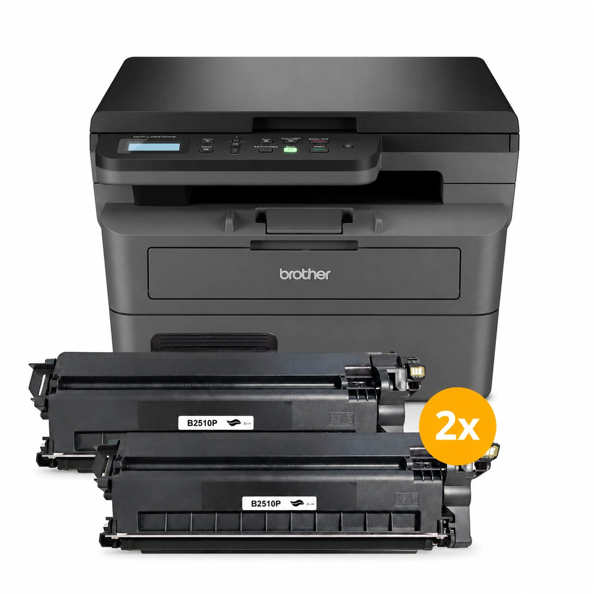 Brother DCP-L2627DWE laserprinter voordeelset met 2 huismerk TN-2510 toners