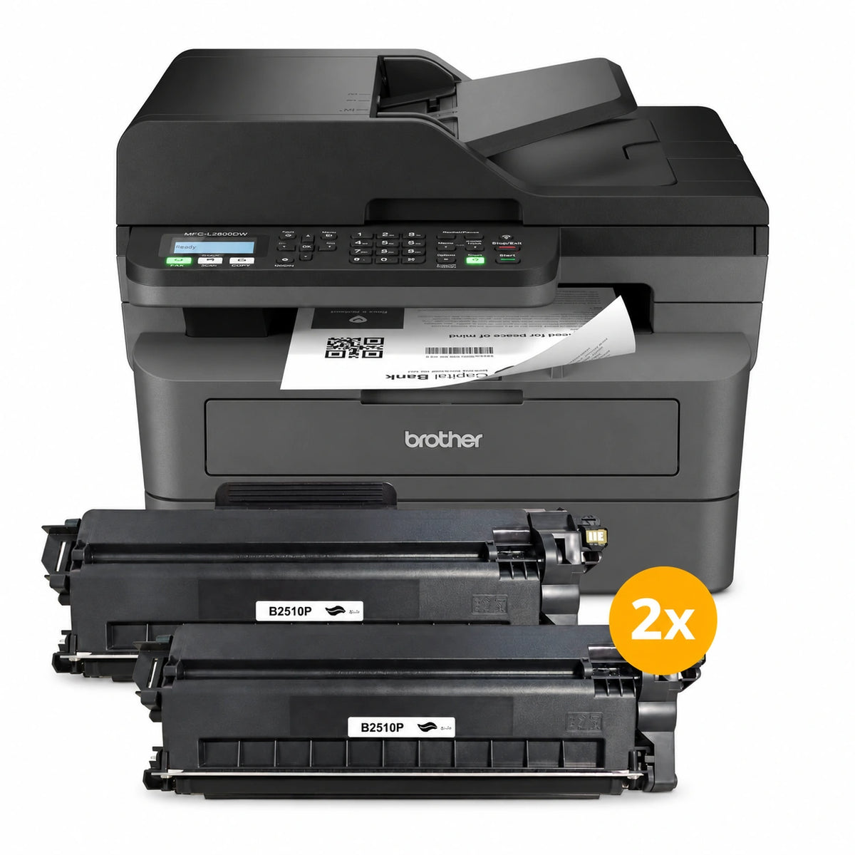 Brother MFC-L2800DW laserprinter voordeelset met 2 huismerk TN-2510 toners