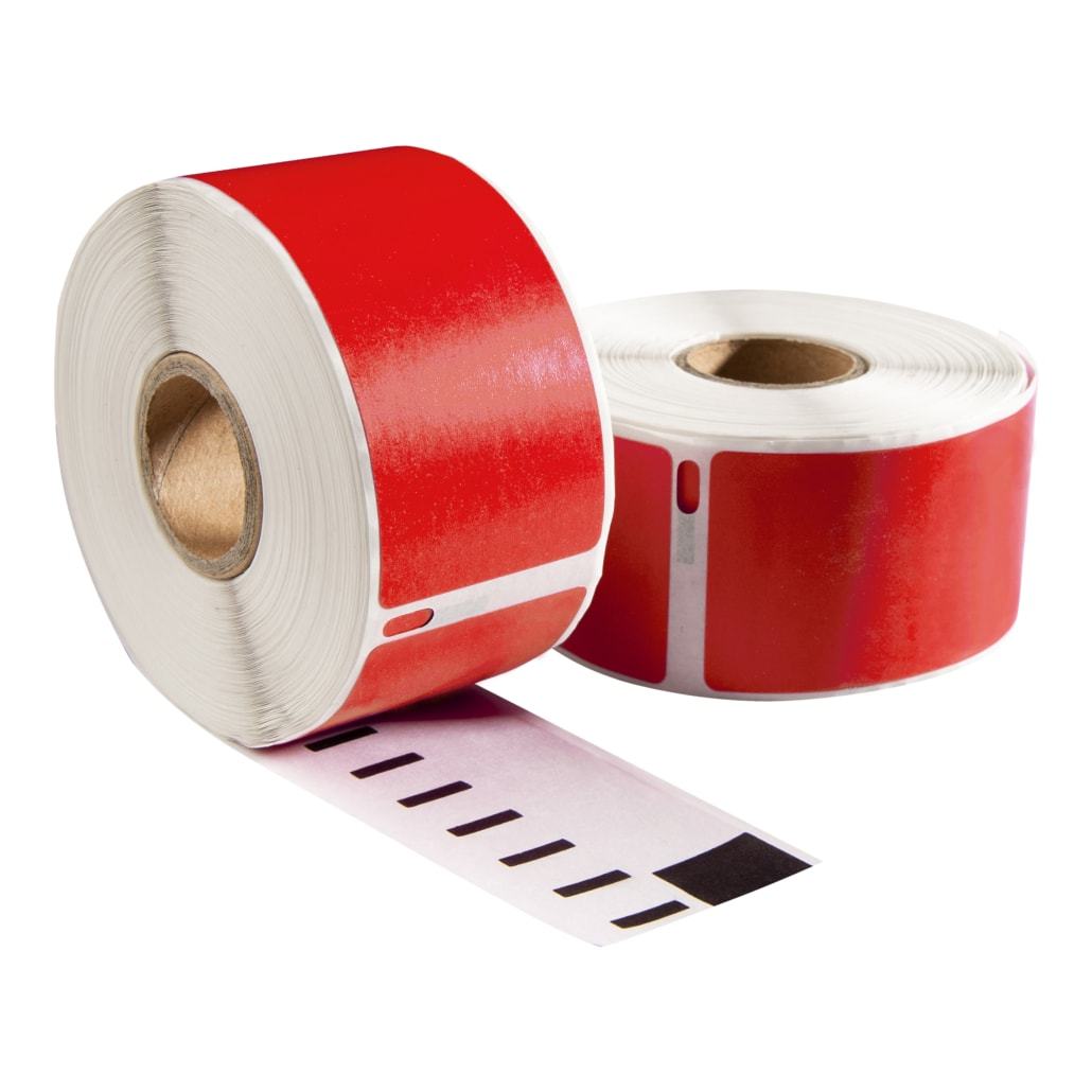 Dymo 99010 / S0722370 compatible labels, 89 mm x 28 mm, 260 etiketten per rol, rood, permanent