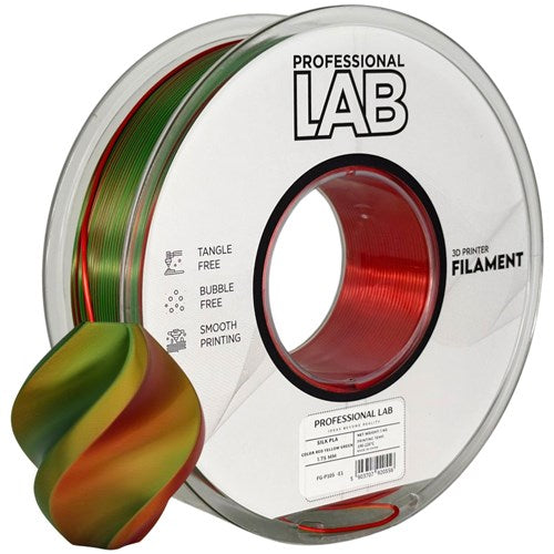 Silk PLA Tri color rood geel groen filament 1,75 mm 1 kg | Prof. Lab