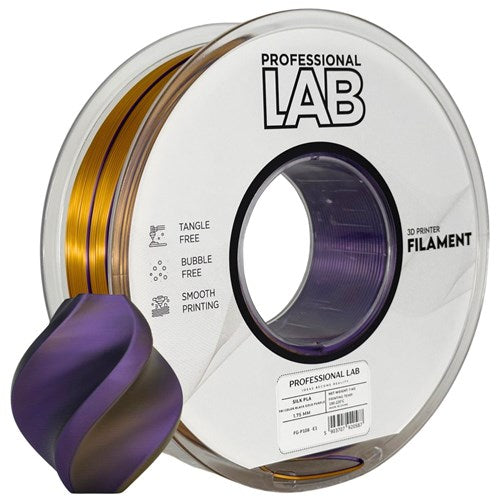 Silk PLA Tri color zwart goud paars filament 1,75 mm 1 kg | Prof. Lab