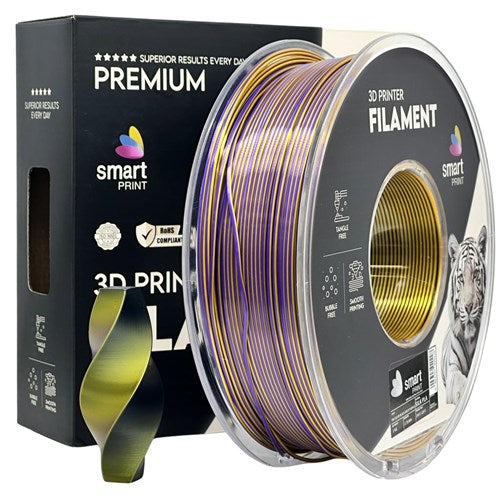 Silk PLA Tri Color zwart goud paars filament 1,75 mm 1 kg | Smart Print