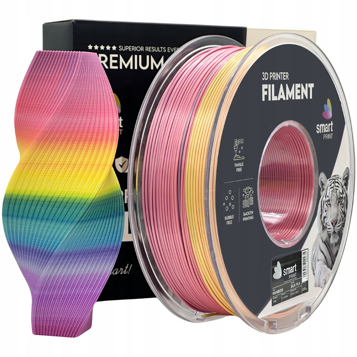Silk PLA regenboog filament 1,75 mm 1 kg | Smart Print