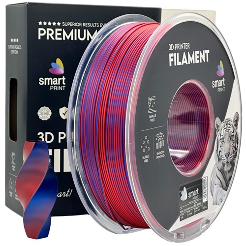 Silk PLA Dual Color rood blauw filament 1,75 mm 1 kg | Smart Print