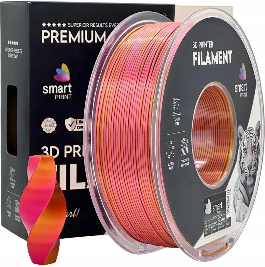 Silk PLA Dual Color roze goud filament 1,75 mm 1 kg | Smart Print