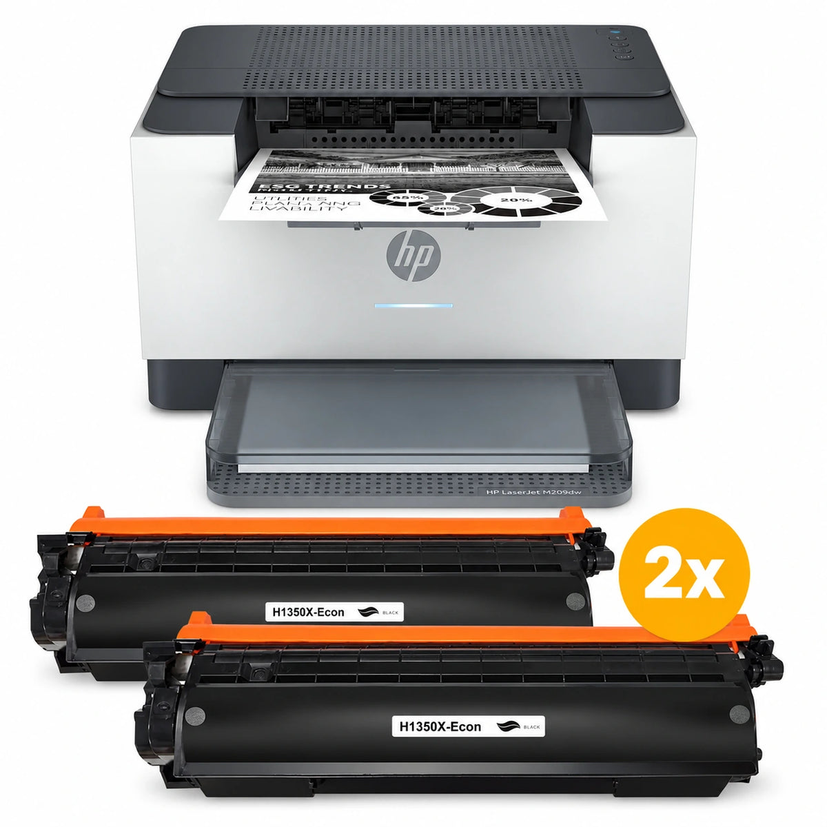 HP LaserJet M209dw laserprinter voordeelset met 2 huismerk 135X toners